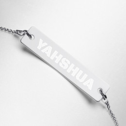 YAHSHUA Holy Name Engraved Silver Bar Chain Necklace